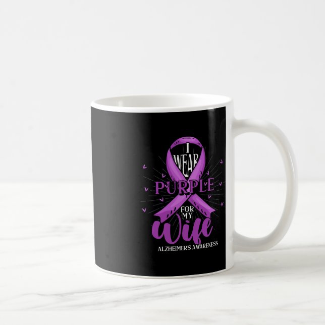 Taza De Café Hombres Cinta Morada Alzheimers Peleando a Esposa  (Derecha)