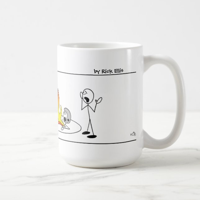 Taza De Café Hombres con palos divertidos luchando (Derecha)
