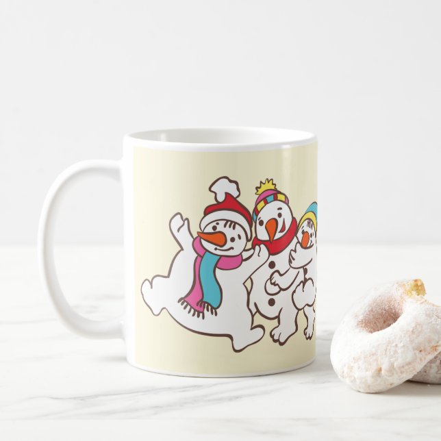 Taza De Café Hombres de nieve juguetones (Con donut)