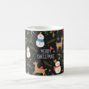 Taza De Café Hombres de nieve y Navidades renos negros