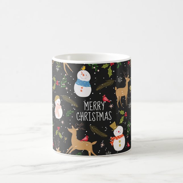Taza De Café Hombres de nieve y Navidades renos negros (Centro)