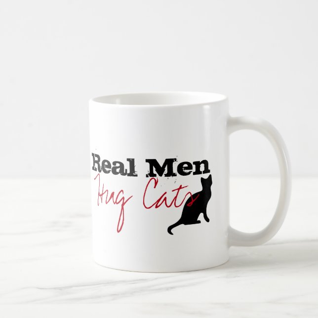 Taza De Café Hombres de verdad abrazan gatos gatitos amor graci (Derecha)