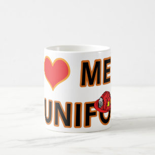 TAZA DE CAFÉ HOMBRES DEL BOMBERO EN UNIFORME