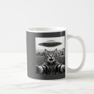 Taza De Café Hombres detras de gato selfie alienígena ovni