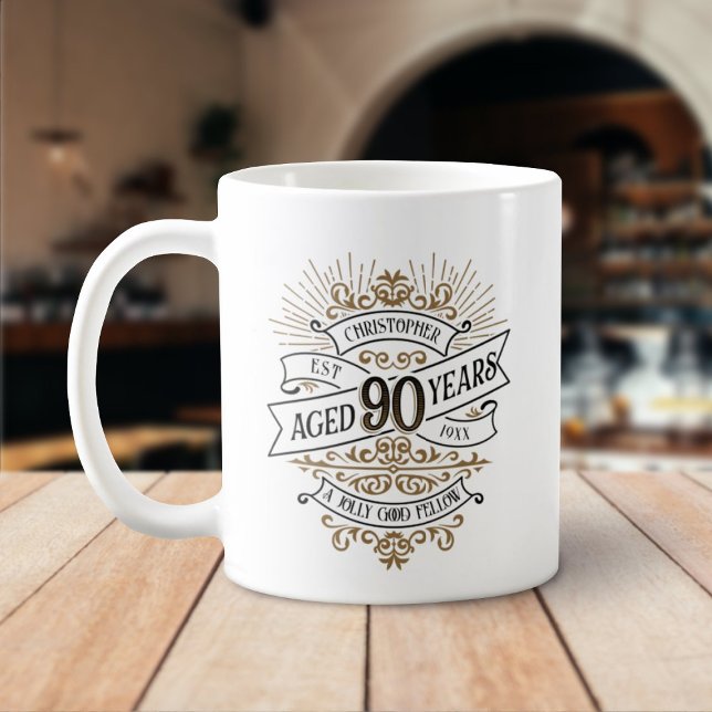 Taza De Café Hombres divertidos Whiskey 90 cumpleaños (Subido por el creador)