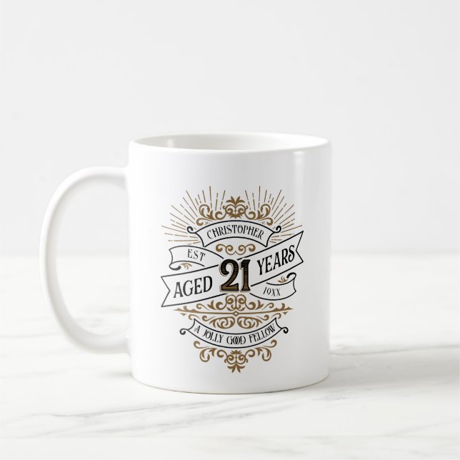 Taza De Café Hombres divertidos Whiskey Cumpleaños 21 (Izquierda)