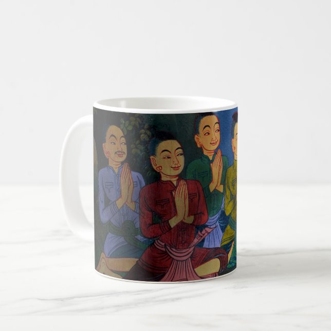 Taza De Café Hombres en oración: Fe y Cultura (Anverso izquierdo)
