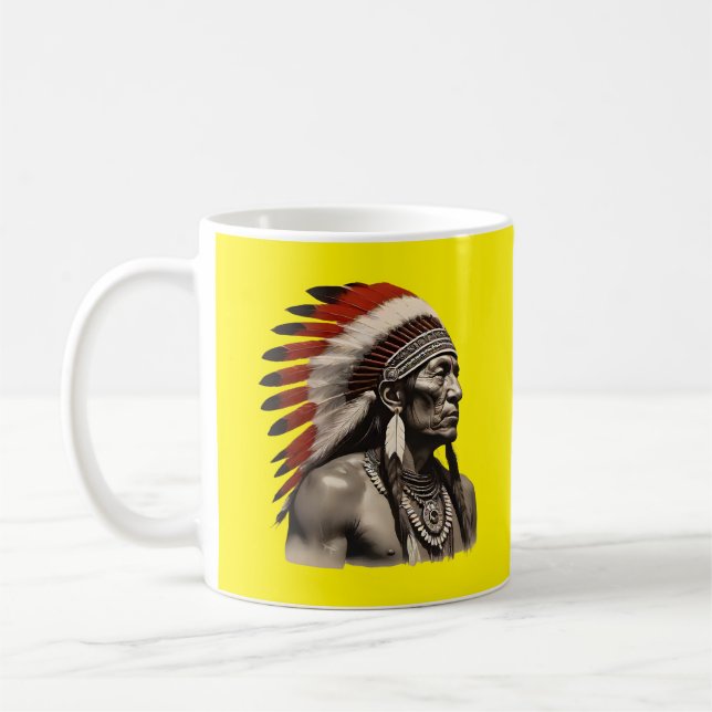 Taza De Café Hombres Nativos Americanos - Audaz Arte Tribal (Izquierda)