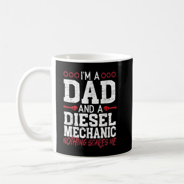 Taza De Café Hombres, soy papá y un padre mecánico diesel Día B (Izquierda)