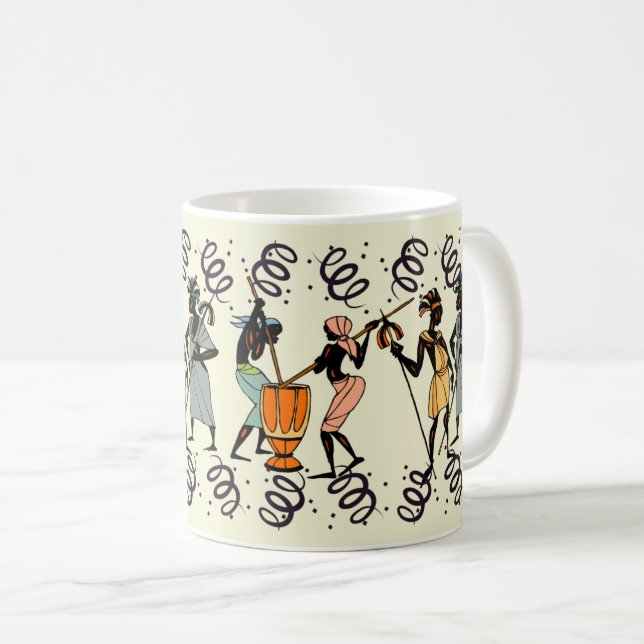 Taza De Café Hombres tribales africanos: Deporte étnico (Anverso derecho)