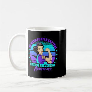 Taza De Café Hombres Usan Morado Y Turquesa Prevención Del Suic