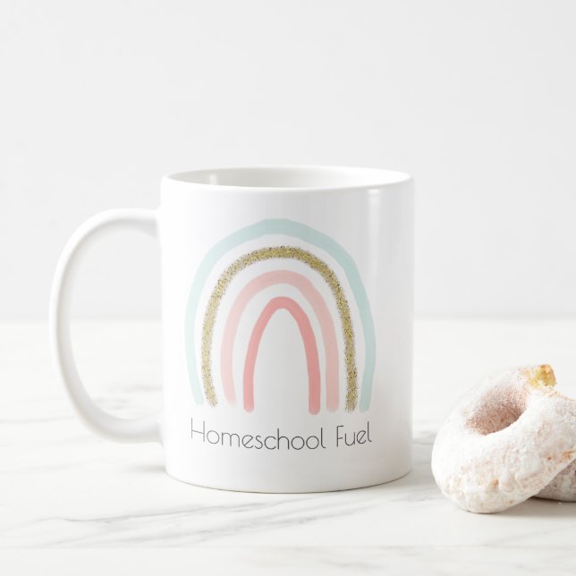Taza De Café Homeschool Combustible en casa Mamá Purpurina arco (Con donut)