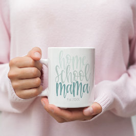 Taza De Café Homeschool Mama Est Personalizado Date Blue Tones