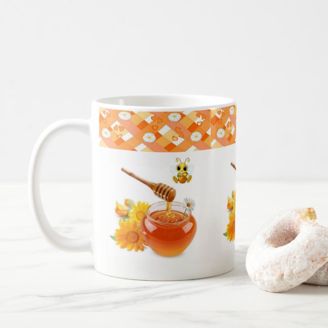 Taza De Café Honey Bee Hearts Mug (Con donut)