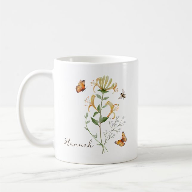 Taza De Café Honeysuckle Birth Month Flower (Izquierda)