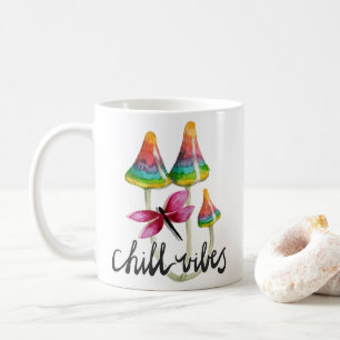 Taza De Café Hongo arcoiris Chill Vibes Coffee Mug