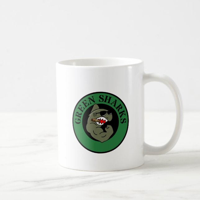 Taza De Café hongo de tiburón verde oscuro (Derecha)