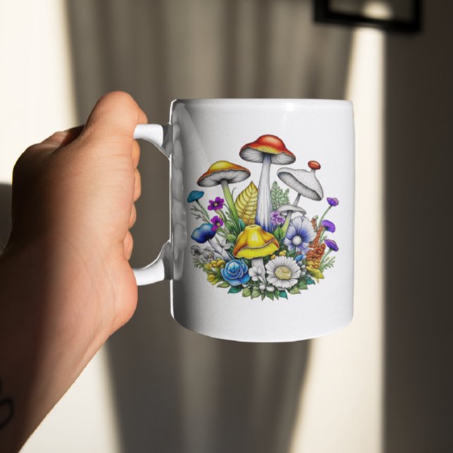 Taza De Café Hongos Flores Mágicas Caprichosas Personalizadas (Subido por el creador)