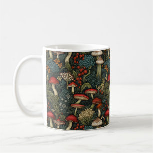 Taza De Café Hongos forestales encantados: Patrón de hongos cap