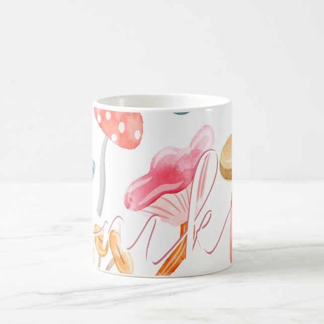 Taza De Café Hongos Pastel de Acuarela (Centro)
