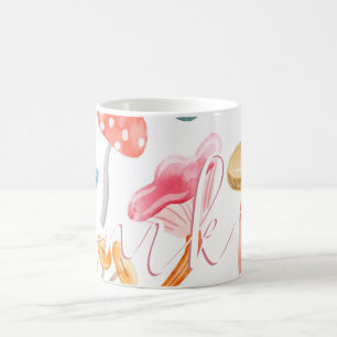 Taza De Café Hongos Pastel de Acuarela
