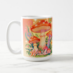 Taza De Café Hongos y Flores Personalizados de Cottage Core