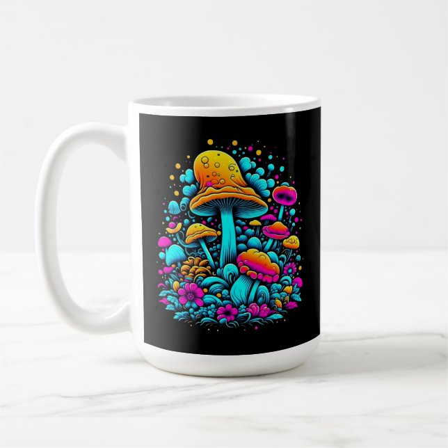 Taza De Café Hongos y flores retro neón (Izquierda)