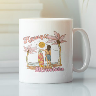 Taza De Café Honolulu Hawái Retro Surf Playa Tropical