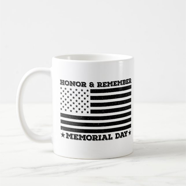 Taza De Café Honor Recuerde Día Conmemorativo Diseño Patriótico (Izquierda)