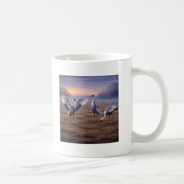 Taza De Café Hooded Cranes in Winter (Derecha)