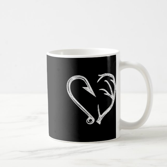 Taza De Café Hook Antler Heart Love Fishing Fish Deer H (Derecha)