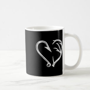 Taza De Café Hook Antler Heart Love Fishing Fish Deer H
