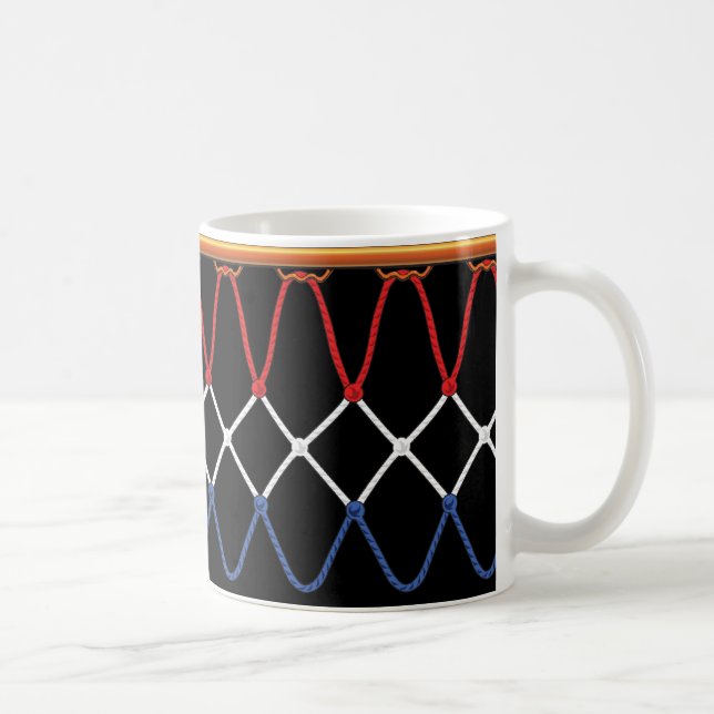 Taza De Café Hoop de baloncesto Net_red,white,blue Team (Derecha)