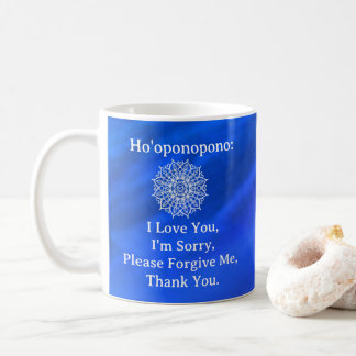 Taza De Café Ho'oponopono Perdón Mandala Azul Ombre