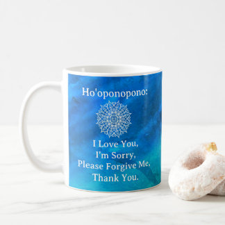 Taza De Café Ho'oponopono Perdón Mandala Azul Verde