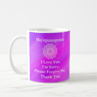 Taza De Café Ho'oponopono Perdón Mandala Ombre Rosa Púrpura