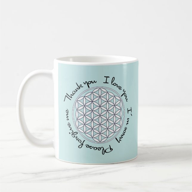 Taza De Café Ho'oponopono y Flor de vida (Izquierda)