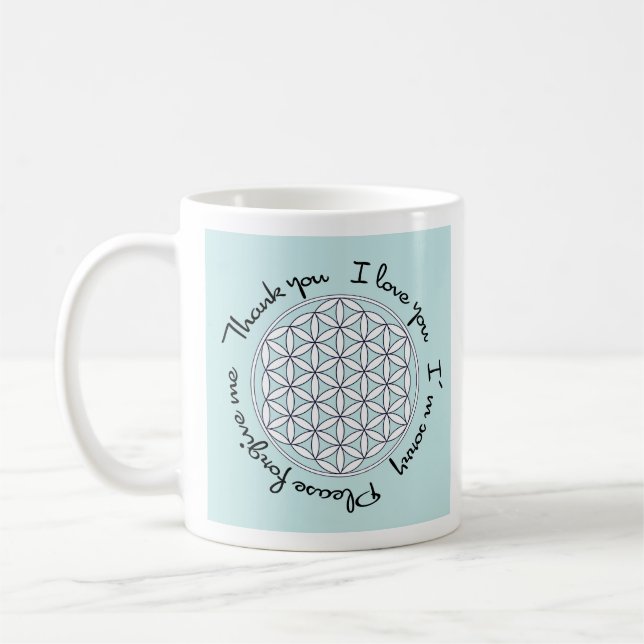 Taza De Café Ho'oponopono y Flor de vida (Izquierda)