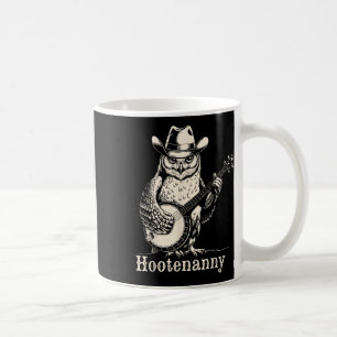Taza De Café Hootenanny Owl Jugando Banjo Guitarra Gorra Vin