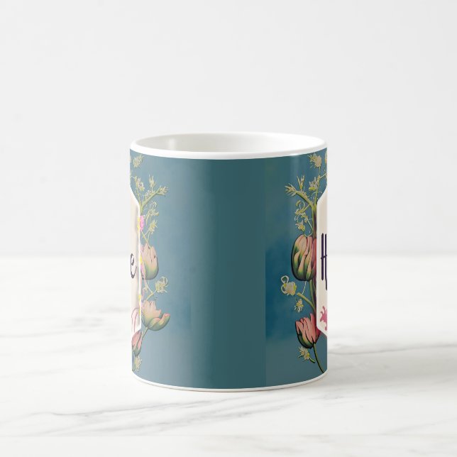 Taza De Café Hope Blooms - Elegant Floral Typography  (Centro)