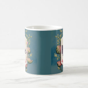 Taza De Café Hope Blooms - Tipografía floral elegante