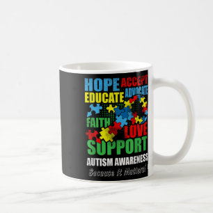 Taza De Café Hope Faith Love Ribbon Autism Awareness Women
