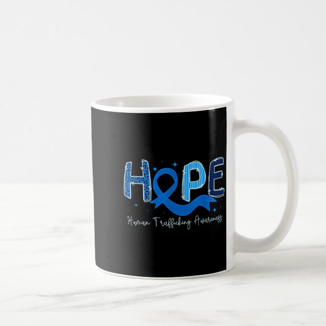 Taza De Café Hope Human Trafficking Awareness Blue Ribbon  (Derecha)