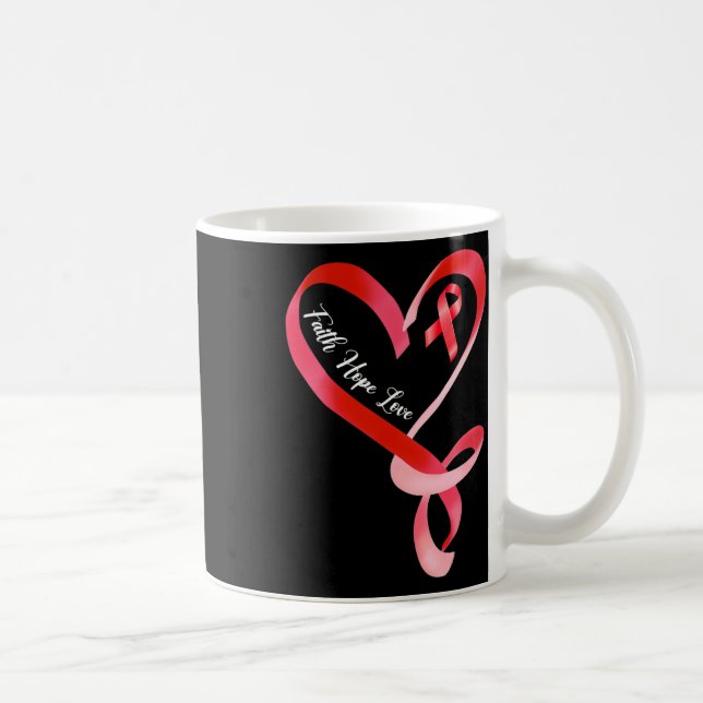 Taza De Café Hope Love Red Ribbon Heart Disease Awareness 1 (Derecha)