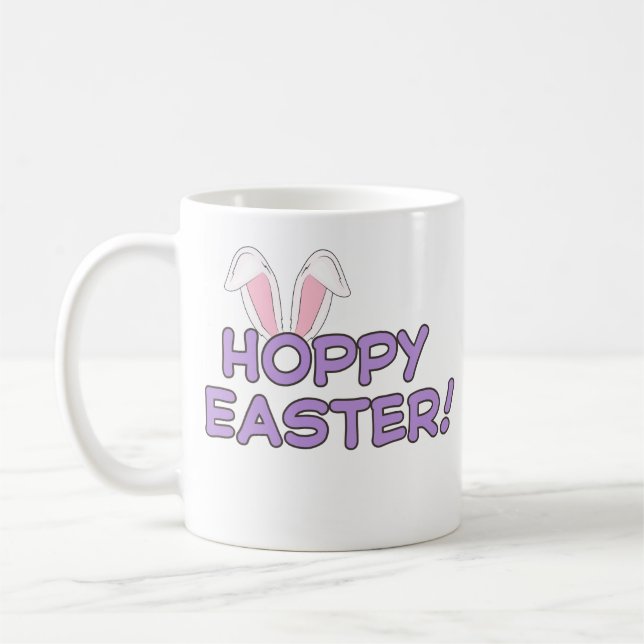 Taza De Café Hoppy Easter Mug | Diseño de conejito (Izquierda)