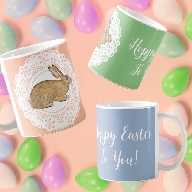Taza De Café Hoppy Easter Rabbit Doily Mug (Subido por el creador)