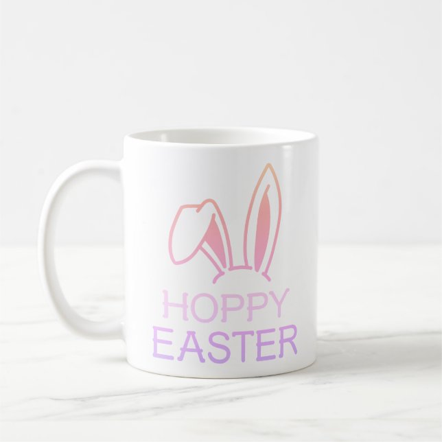 Taza De Café Hoppy Hare Pastel Pascua Clásica Mug (Izquierda)