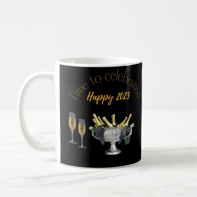 Taza De Café Hora de celebrar, feliz año nuevo 2023 (Izquierda)