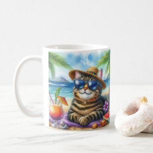 Taza De Café Hora de la playa de Cocktail y Kitty