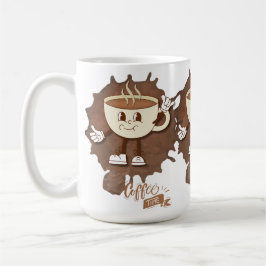 Taza De Café **Hora del Café – Taza Sonriente y Vapor Cute 